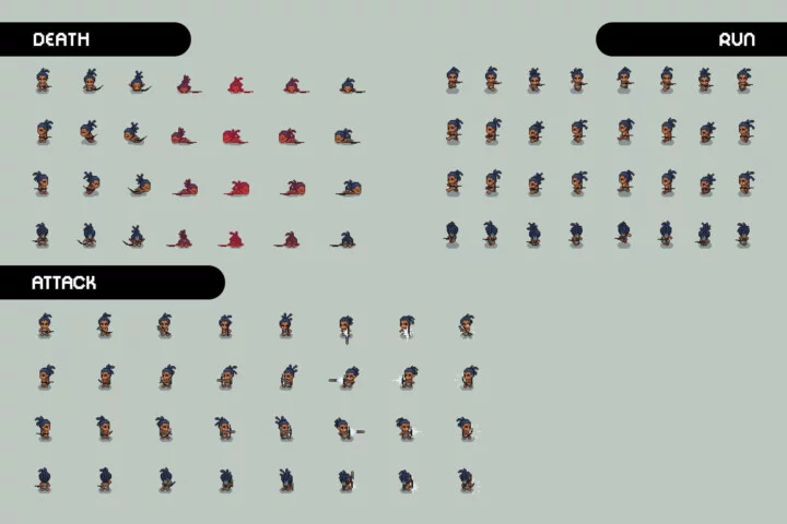 Archer 1–3 Level Pixel Top-Down Sprite Character