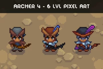 Archer 4β6 Level Pixel Top-Down Sprite Character Archer 4β6 Level Pixel Top-Down Sprite Character