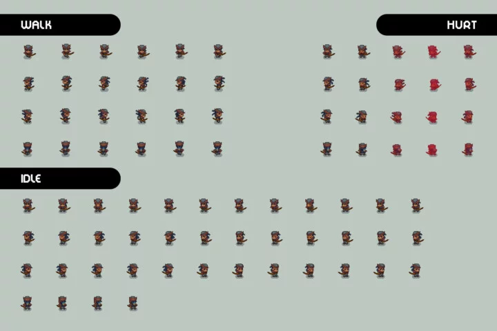 Archer 4–6 Level Pixel Top-Down Sprite Character