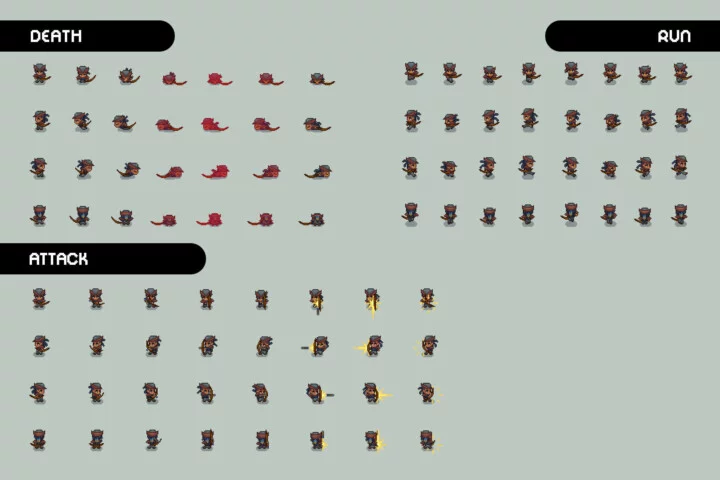 Archer 4–6 Level Pixel Top-Down Sprite Character