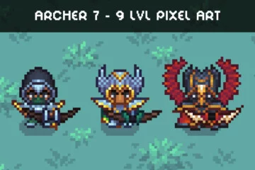 Archer 7–9 Level Pixel Top-Down Sprite Character