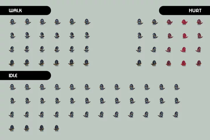 Archer 7–9 Level Pixel Top-Down Sprite Character