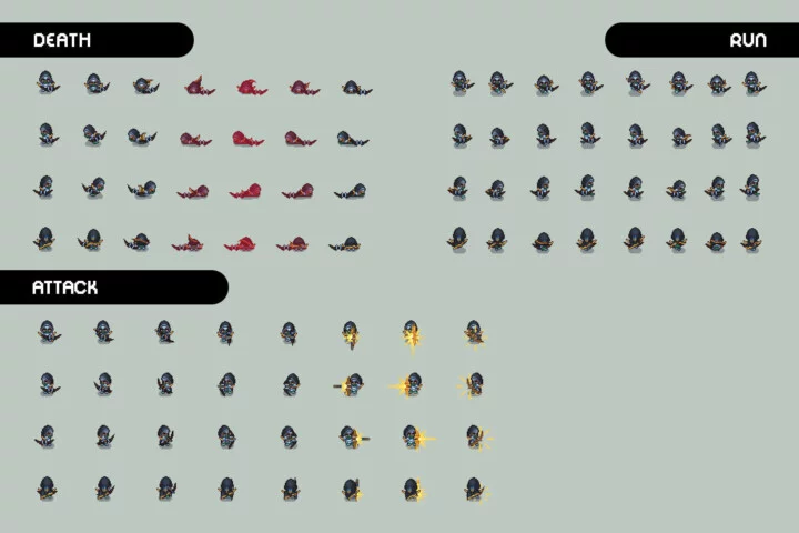 Archer 7–9 Level Pixel Top-Down Sprite Character