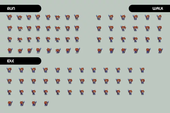 Mage 4-6 Level Pixel Top-Down Sprite Characters