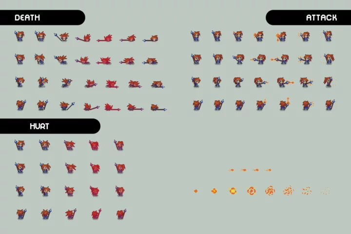 Mage 4-6 Level Pixel Top-Down Sprite Characters