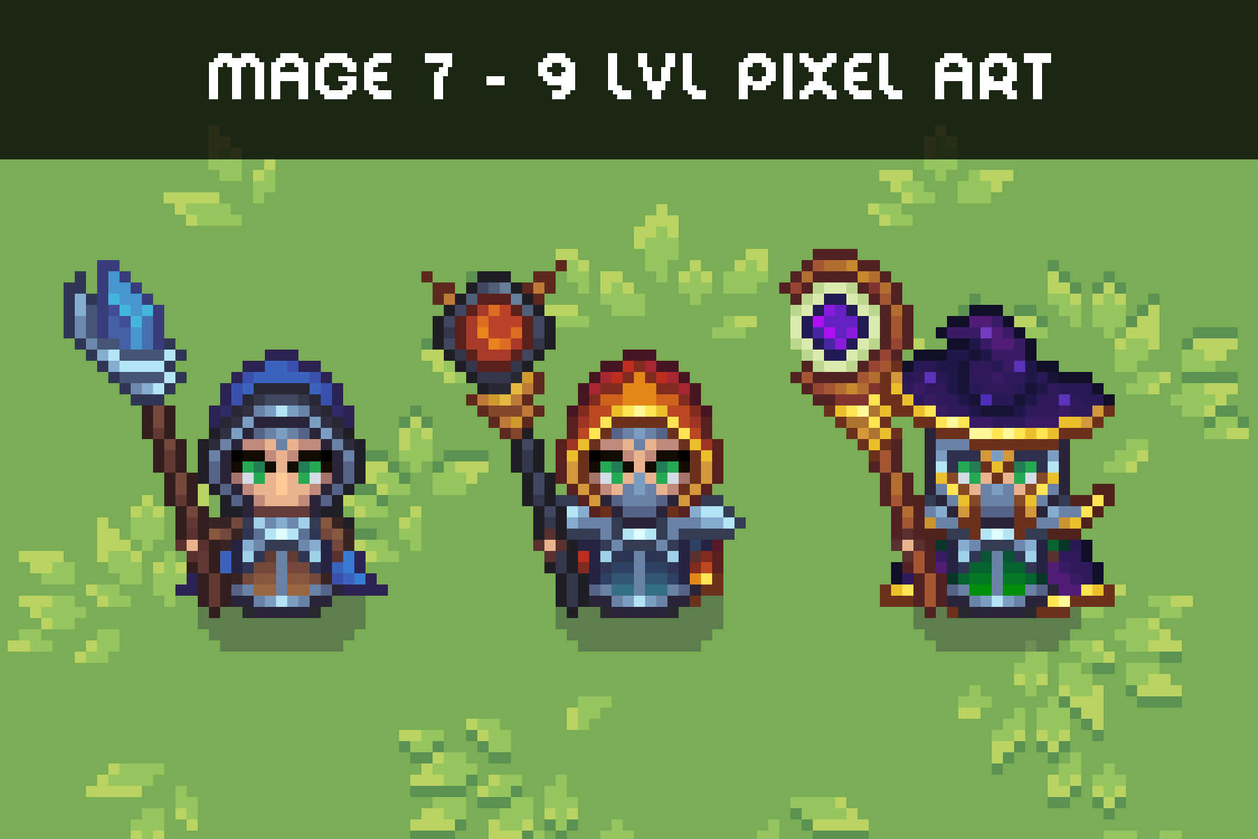 Mage 7-9 Level Pixel Top-Down Sprite Character - CraftPix.net